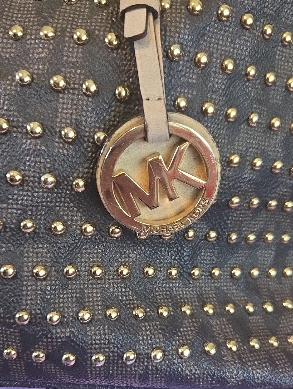 Michael Kors Gold Studded Tote with Matching Wallet - Picture 2 of 16